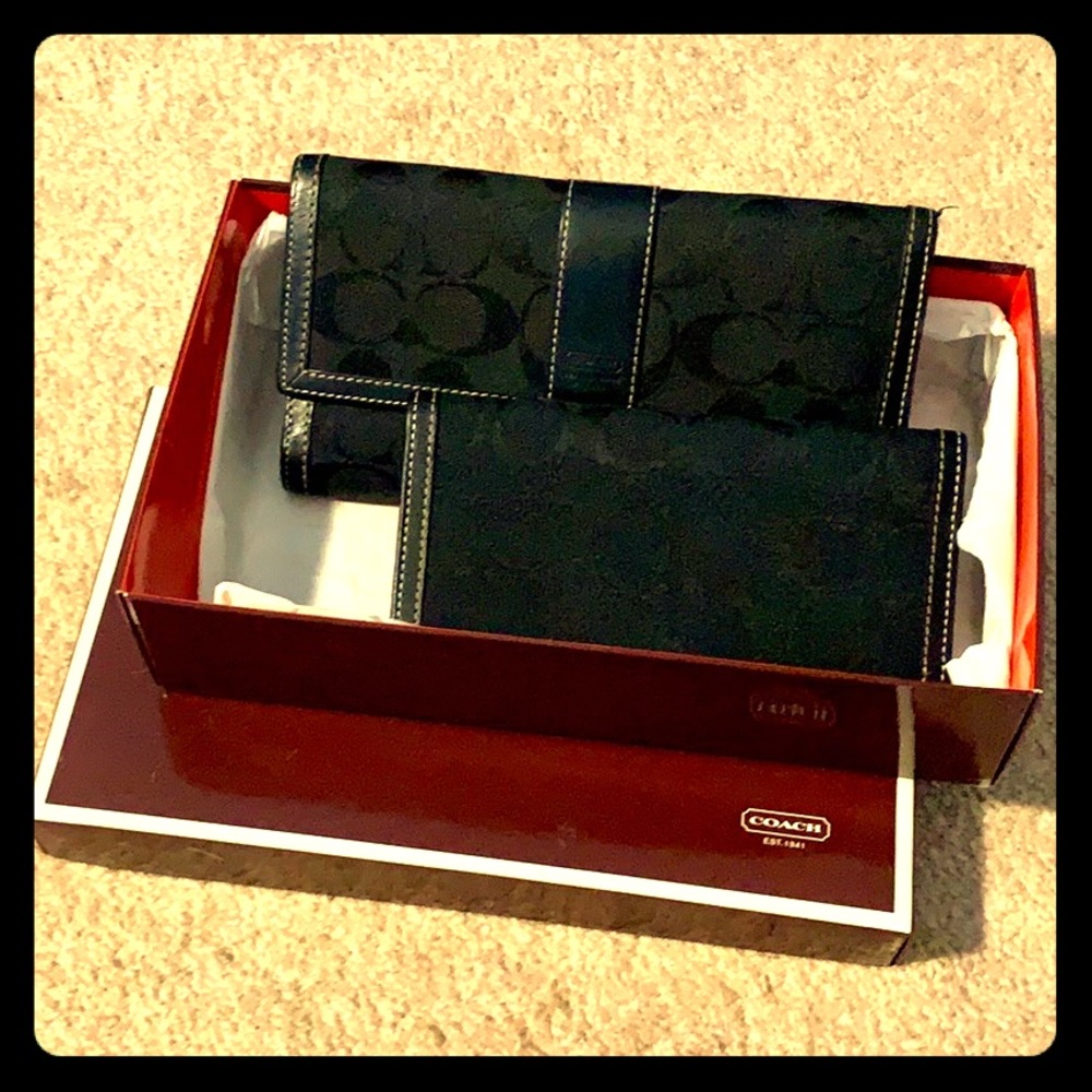 Coach Trifold Wallet with check book case.